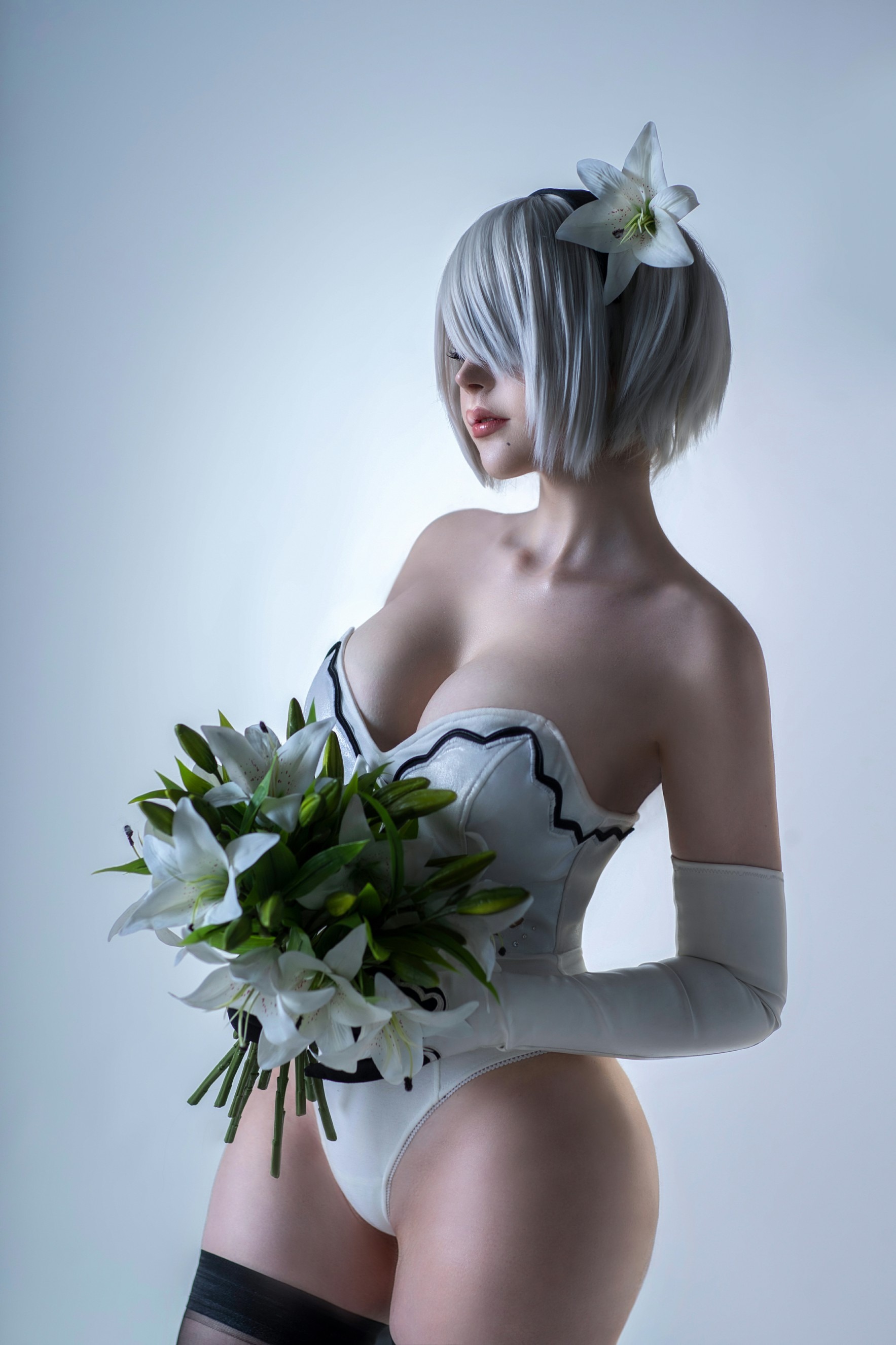 Sayathefox - 2B Floral-2B White Dress-Triss - 蕾姆Merigold 特莉丝(1)