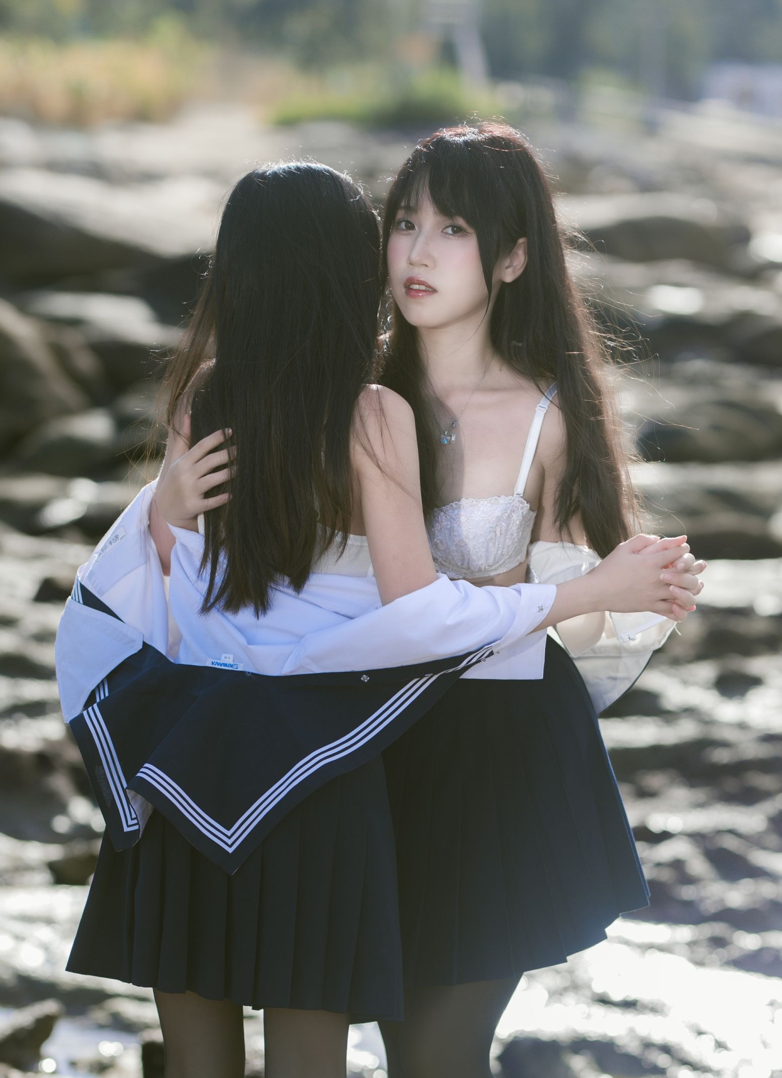 不呆猫&三無人型 - 水手服百合黑丝(12)